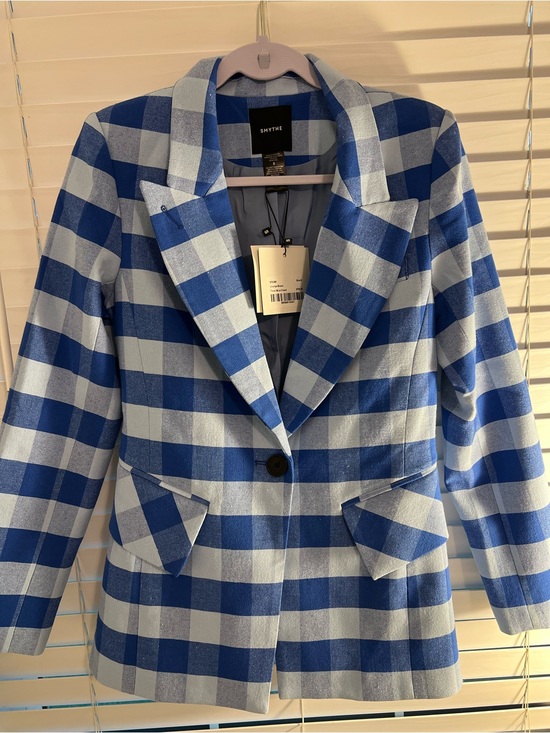 Smythe Jackets & Blazers - Smythe Blue and Light Gray Gingham Blazer - Single Button